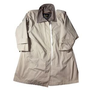 London Fog Women's Rain Jacket Tan Softshell Button Size 10 Removable Liner